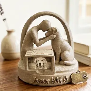 Dog Memorial Statue with Slide in Picture Frame