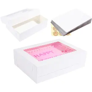 14x10x4 Inches 10 Pack Cake Boxes with Cake Boards,White Bakery Boxes for Quarter Sheet Cakes,Cupcakes,Donuts,Brownie&Pie