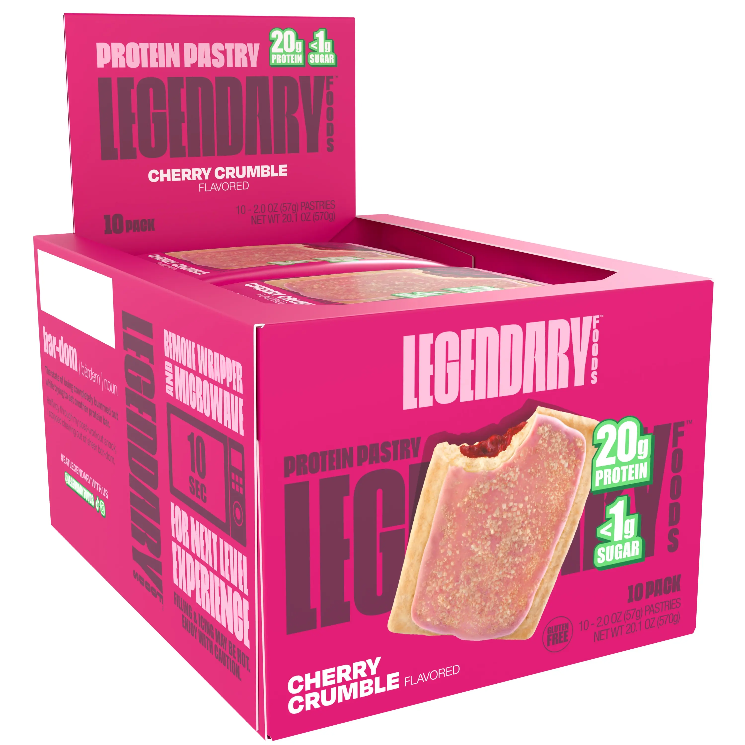 Legendary Foods Protein Pastry Snack - Wild Cherry Flavor, 20g Protein, Gluten-Free, 1 Pastry (57g)