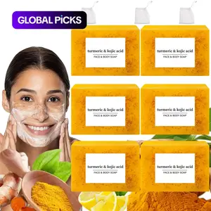 Lemon Turmeric and Kojic Acid Soap Bar, Summer Face and Body Wash for Men and Women, Daily Skincare Cleansing Cleanser with Soap Saver Bag, Moisturizing Kojic Soap #GLOBAL PICKS