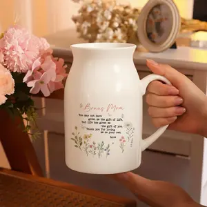 Thoughtful Bonus Mom Ceramic Vase, Mothers Day Gift for Stepmom, Appreciation Present, Godmother Wedding Gift