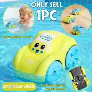 1pc Early education bath water play bathroom item, early learning teaching supplies, land and water dual-use wind-up swimming toy car, suitable as a gift for boys and girls