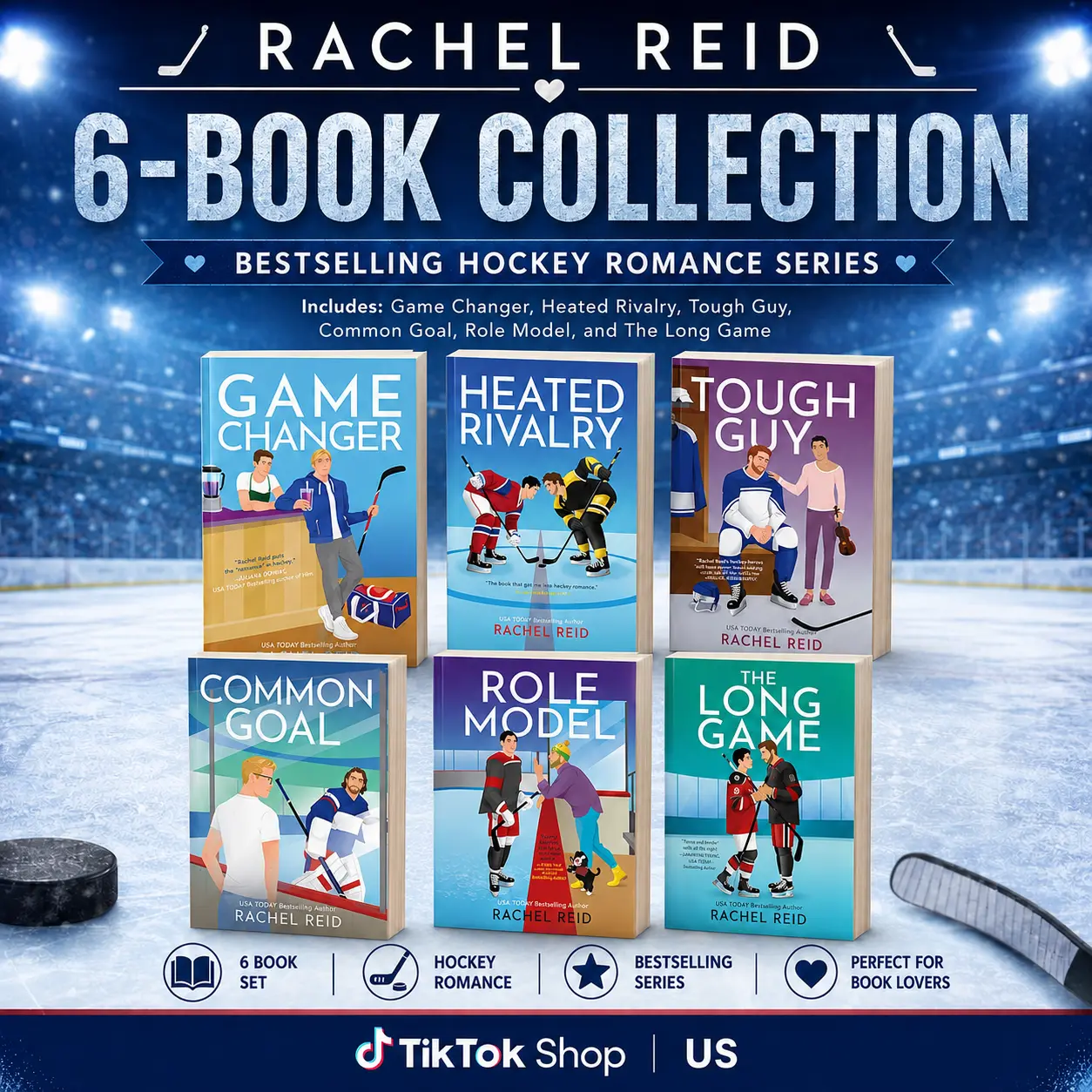 Game Changers 6-Book Collection by Rachel Reid, Heated Rivalry LGBTQ+ Hockey Sports Romance Novels for Adult Book Lovers