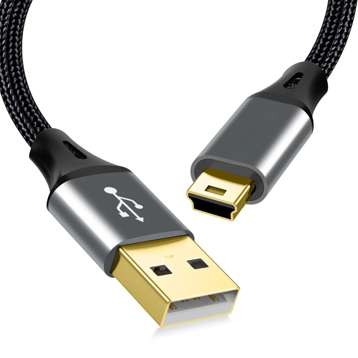 3.3ft Mini USB , Braided Durable USB-A to Mini-B Charger  Cord for TI-84,  GPS, Go-Pro Hero 4 3 2 HD, PS3 Controller,  Camera, Blue Yeti Microphone, Dark Gray