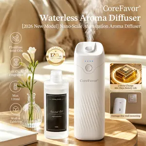 CoreFavor M60 Waterless Essential Oil Diffuser,  Battery Powered Portable Cold Air Aroma Machine, 4 Adjustable Fragrance Intensity Levels, Quiet Scent Diffuser for Bathroom, Bedroom, Office and Car