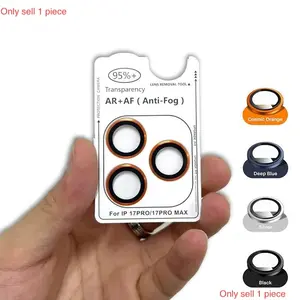 Titanium Color Metal Ring Lens Tempered Glass For iPhone 17 Pro Max Removable AR+AF Mobile Phone Lens Camera Lens Protector