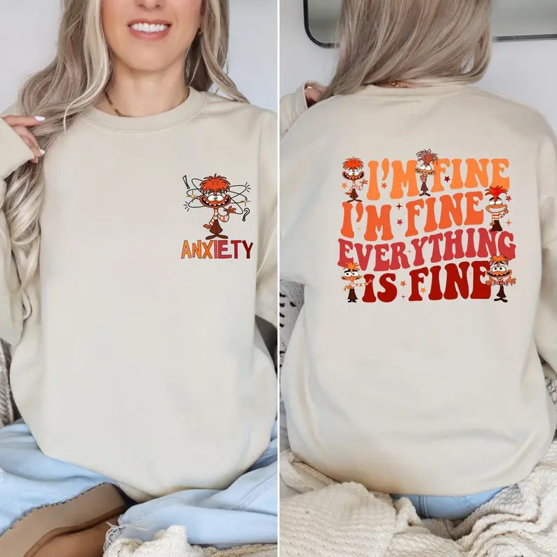 I'm Fine Everything is Fine Anxiety Sweatshirt, Inside Out Sweatshirt,  Emotions Sweater, Feelings Sweater, Mental Health Tee