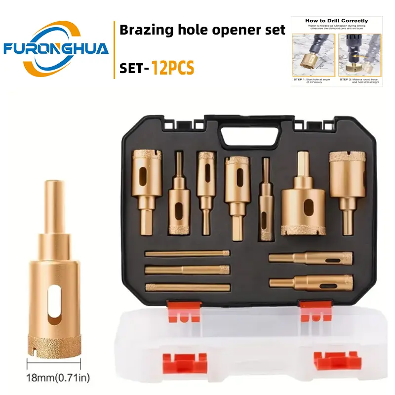 12PCS Hex Shank Diamond Drill Bits Set, 6-35mm Hole Saw Kit - Heavy Duty Precision Tools for Glass, Tile, Granite, Marble, Stone, Ceramic, DIY & Professional Use