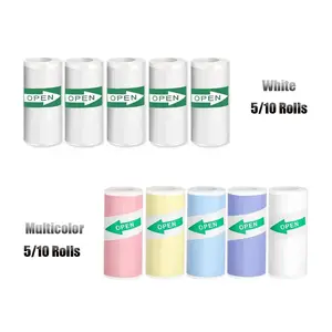 Mini Printer White and Multicolor Thermal Stickers 57x25mm Sticky Labels, Self-Adhesive for Photo Notes DIY Projects, Notes, Study and Other, Compatible with Portable Printers