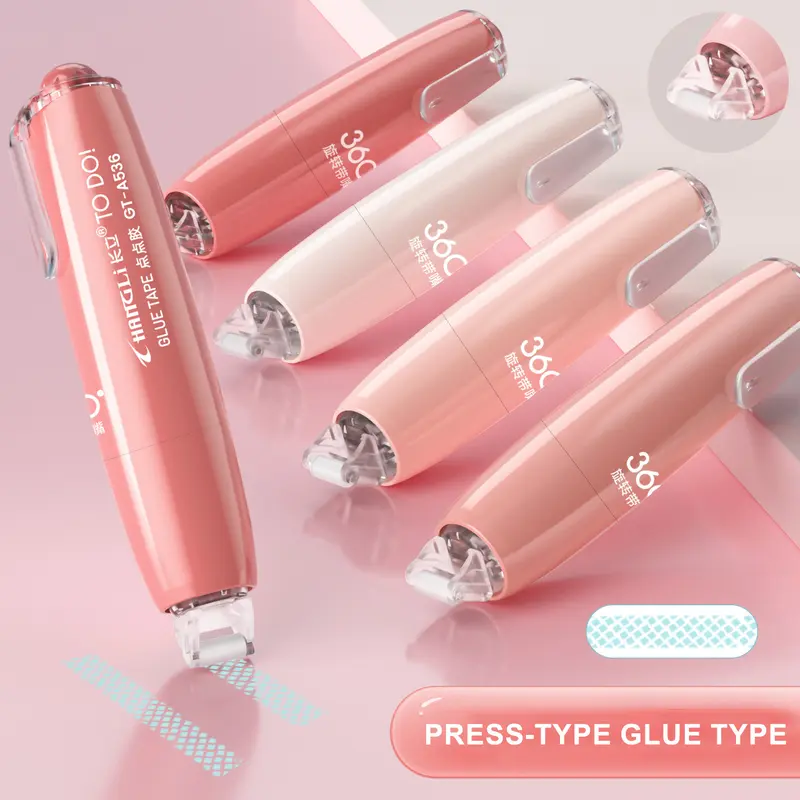 Glue Dots Double Sided Tape with Roller Tip & Adhesive Backing - 4-Pack with 6 Refillable Cores, Craft Tape for Beginners to Assemble Scrapbook Pages & Decorate, Office Stationery Adhesive Supplies