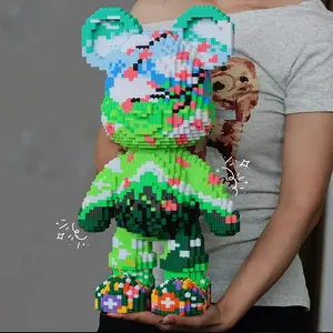 Spring Lucky Bear Puzzle Blocks Building Blocks Model Creative Decoration, Birthday Halloween Valentine Christmas Gift, Home Decor DIY Crafts