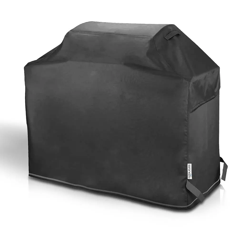 50" Waterproof BBQ Grill Protector Cover - Black | Heavy Duty PVC Grill Dust Cover with Velcro Strap & Air Vents - UV Resistant, Fade Resistant & Weatherproof  Cover for Outdoor Backyard & Patio