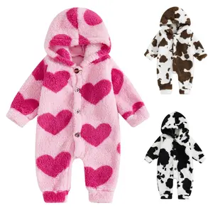 Newborn Baby Boy Girl Fleece Warm Hooded Jumpsuit Snowsuit Infant  Romper Onesies Outwear Outfit