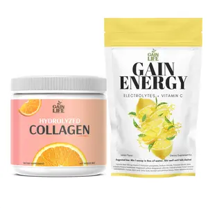 Gain Life Duo Hydrolyzed Collagen and Gain Energy Electrolytes Vitamin Drink Mix Dietary Supplement