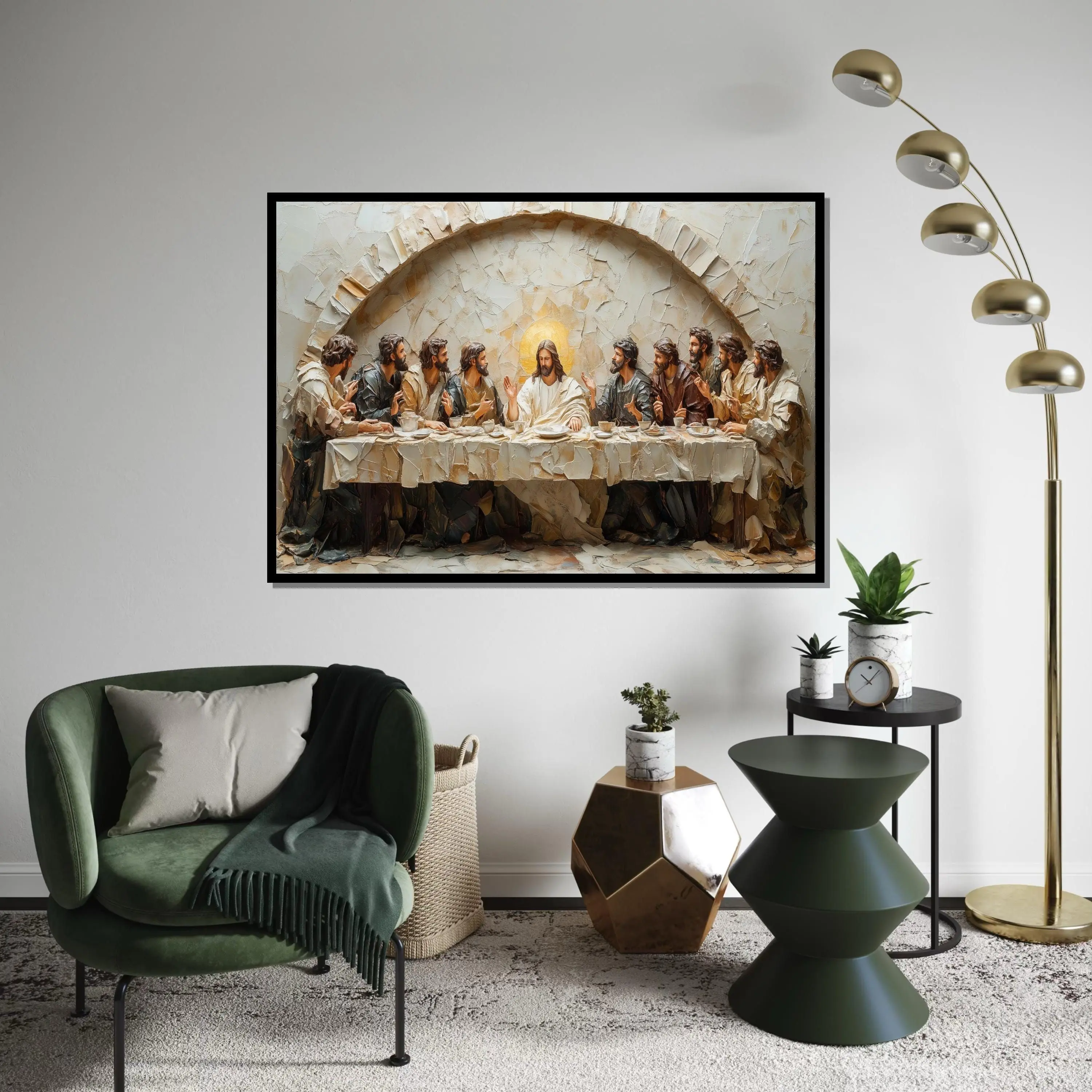 [SALE UP TO 40%] [Unframed] Last Supper, Religious Wall Art, Jesus with Disciples, Spiritual Print, Ready to Hang Decoration, Print Art