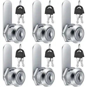 6 Pieces 5/8 Inch Keyed Cylinder Cam Lock 1 Key Opens All for Security File Drawer Mailbox RV Camper Door Storage Toolbox Replacement