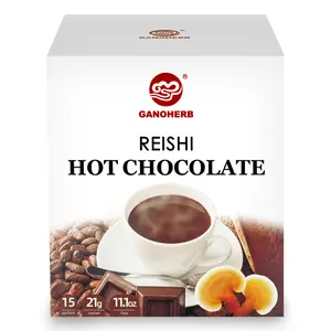 Ganoherb Mushroom Hot Chocolate Coffee, containing 6 adaptogens, has a rich chocolate flavor, is gluten-free, and boosts energy, concentration, and immunity. Comes in 15 packs, each containing 11 ounces. hot1 fathersdaygiftideas
