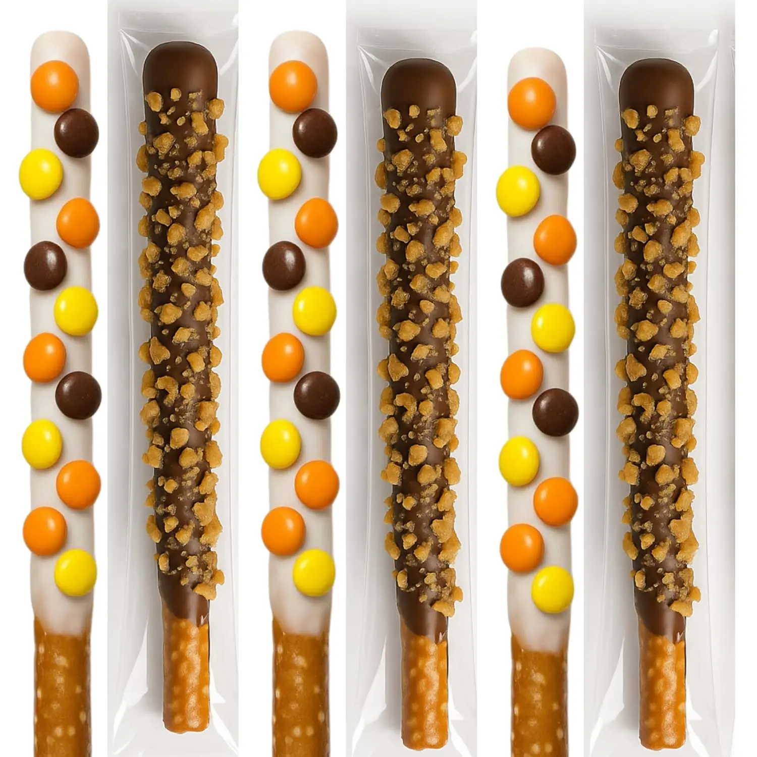 20 Pack Chocolate Covered Pretzel Rods – 10 Milk Chocolate Toffee & 10 White Chocolate peanut butter Candy – Individually Wrapped – Gourmet Made to Order Pretzel Sticks – Fresh Holiday, Party & Gift Treats