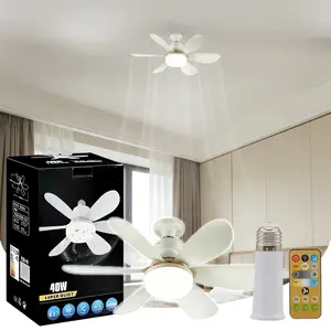 E27 Interface Detachable Fan Light, 40w Silent Remote Control Ceiling Fan Lamp, Adjustable Three Color Temperature LED Bulb