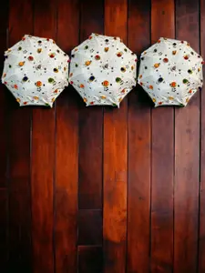 Single White Umbrella With Mirror Work And Embroidery