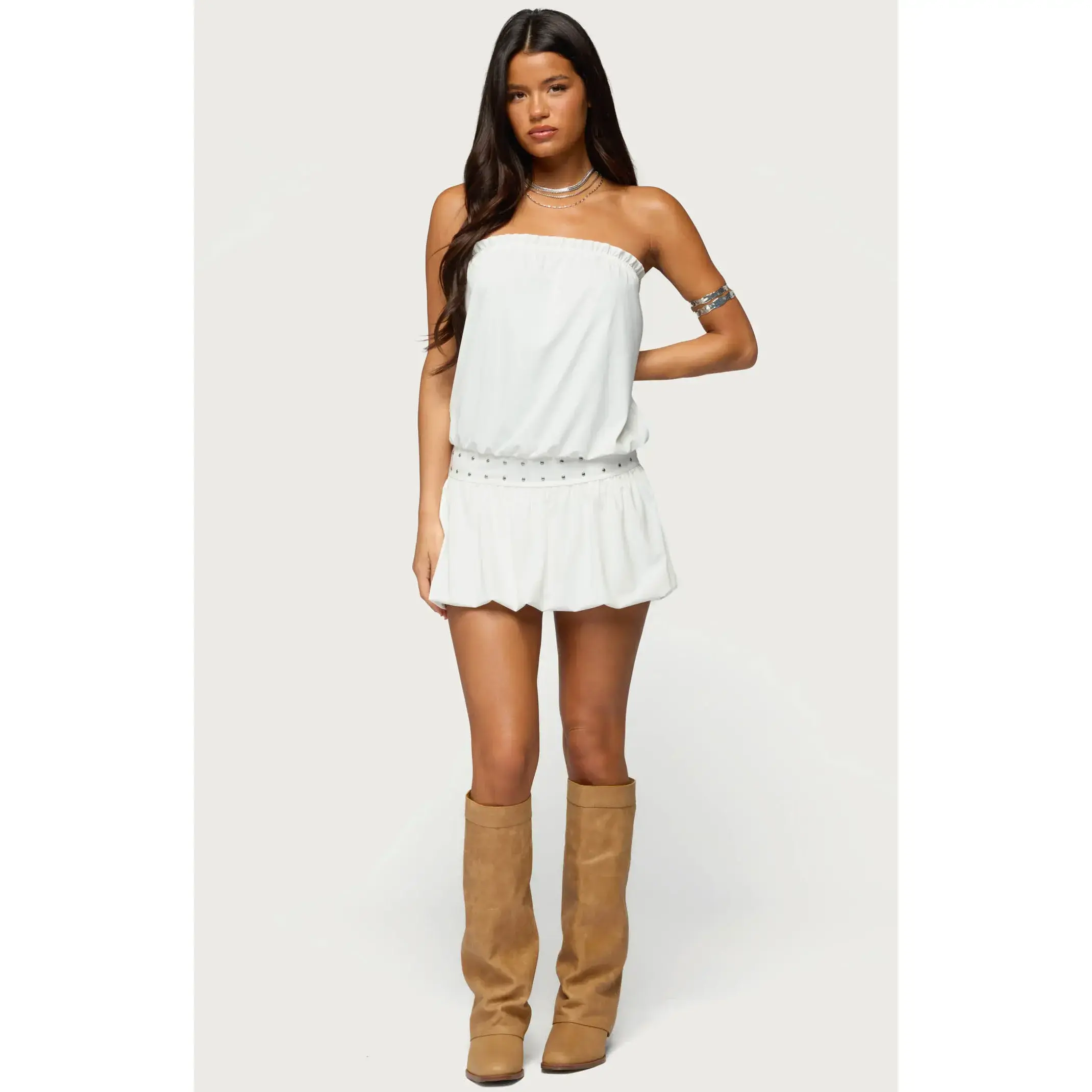 Edikted Women's Layton Studded Strapless Bubble Mini Dress