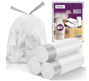 4 Gallon White Trash Bags Drawstring - 3-4 Gal Small Garbage Bags For Bathroom 57 Count 15 Liter Plastic Unscented Mini Size Waste Basket Liners Kitchen Office Car Strong Thick Bulk Heihaily