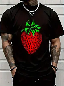 100% Cotton Giant Strawberry Fruit For The Vegan & Vegetarian Strawberry T-Shirt Women's Men's Graphic Tee Crew Neck summer vacation Tops