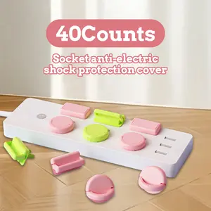 40 Counts Outlet Covers Baby Proofing, Random Color Electric Plug Protectors with Hidden Handle Design