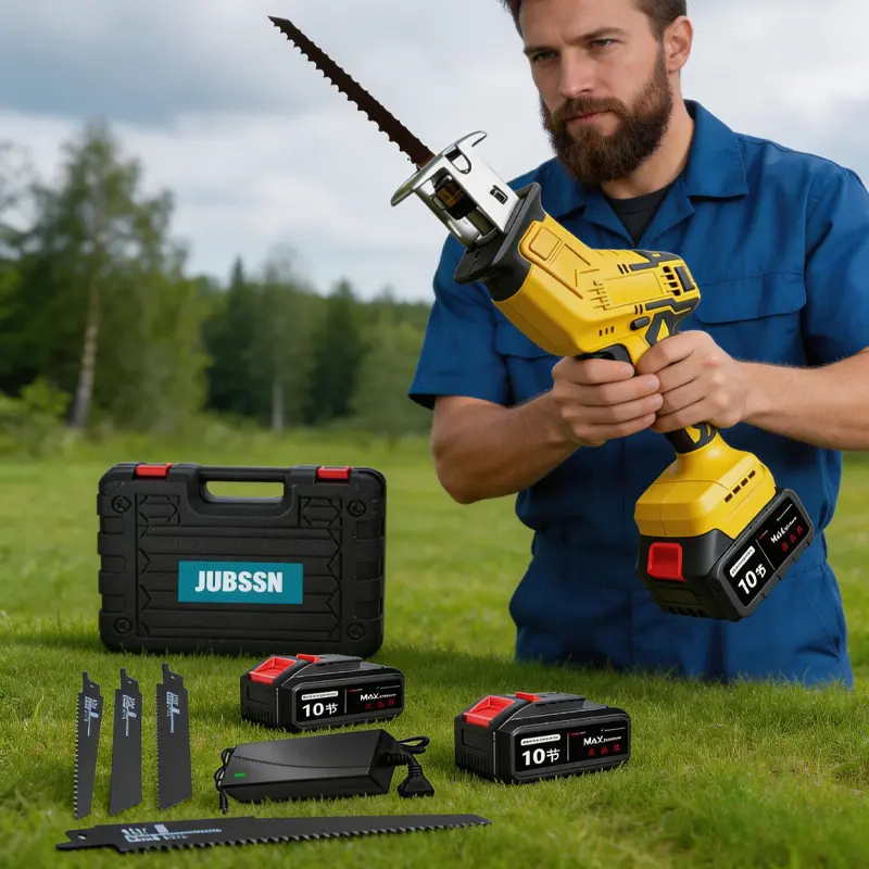 Cordless Reciprocating Saw, 0-3500 RPM Electric Saws with 4 Blades & 2 Batteries, Tool‑Free Change, Handheld Saw Lightweight, Battery Reciprocating Saws for Cutting Wood PVC Pipe (Yellow)