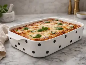 Dream Home Collection Polka Dot Rectangular Ceramic Baking Dish