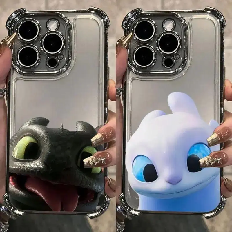 Lovely couple Toothless Fury Dragon Plating Phone Case For iPhone 17 Air 16 15 14 13 12 11 Pro Max Plus Samsung Galaxy S25 S24 S23 S22  Ultra Plus Anti-Fall dragon pattern phone case Smartphone Cellphone