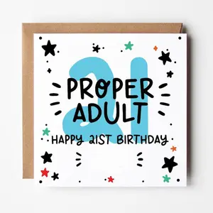 21st Birthday Card, Happy 21st Birthday Card, Birthday Greeting Card for Him, Unique and Fun Birthday Greeting Card