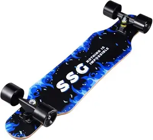 31 Inch Skateboard 7-Ply Maple Deck with ABEC-9 Bearings Sturdy Lightweight Longboard for Beginners & Pros Artistic Wrap for Smooth Stylish Ride 300 lbs Capacity