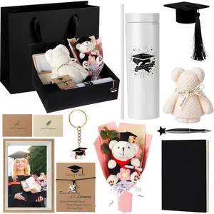 11 Pcs Pink Graduation Gift Set for Her 2026, Congrats Graduation Gifts Box for College High School 16 oz Tumbler Bear Bouquet Notebook Photo Frame Keychain Bracelet and More for Women