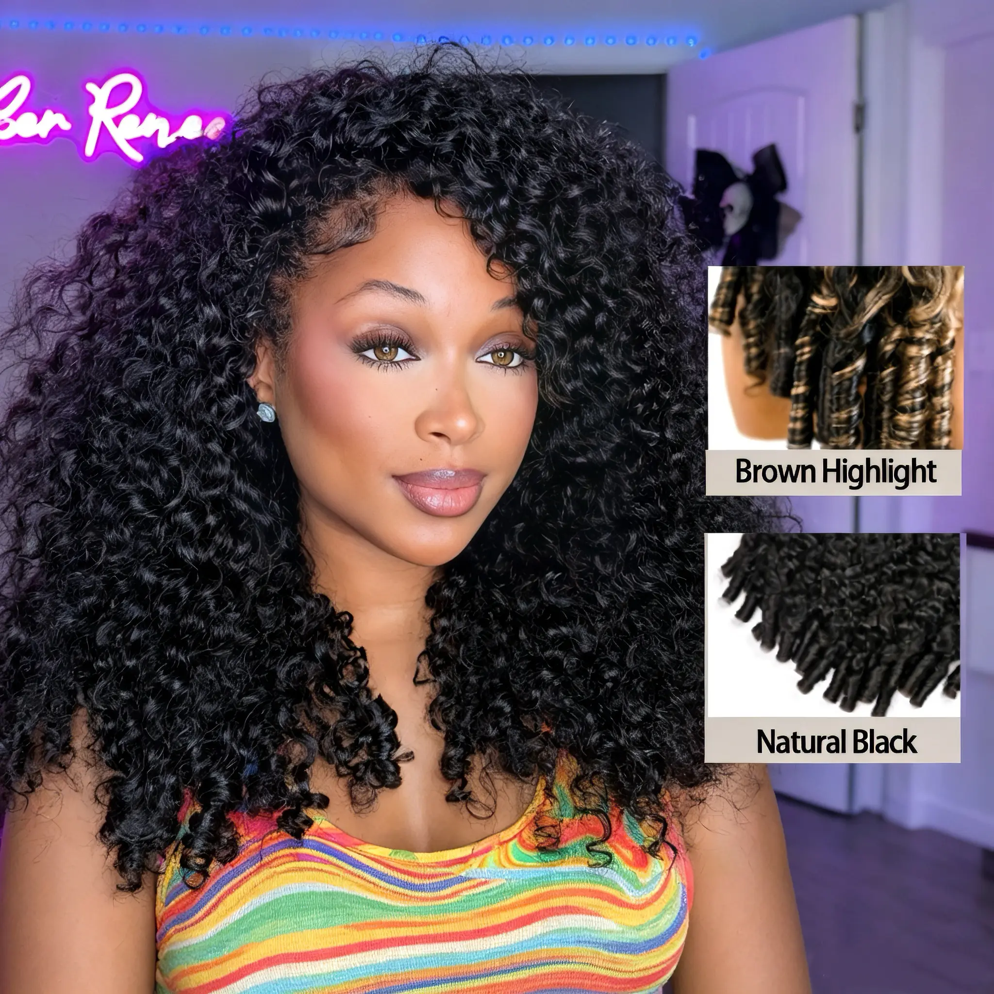 [NEW ARRIVAL] ISEE HAIR Burmese Curly Natural Black & Blonde Highlight Human Hair Half Wig with Drawstraing InvisiFit Strap Glueless Wig for Beginners #SummerWins #DealsForYouDays summer hairstyles