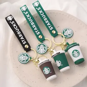 Cute Starbucks Keychain, Cartoon Milk Tea Cup Key Chain, Car Bag Hanging Ornament, Couple Gift, Adorable Key Ring Accessory