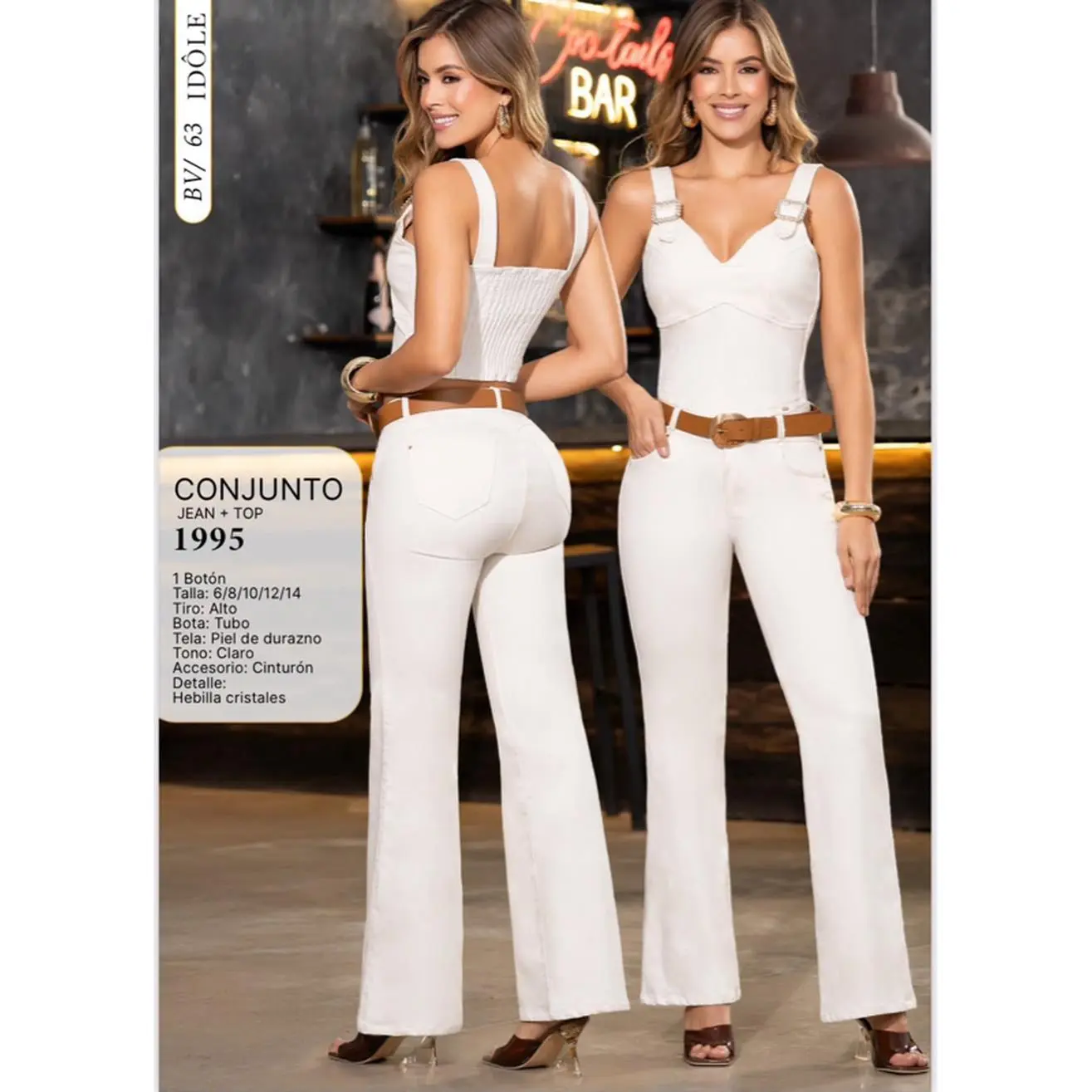BY G IDOLE White Colombian Push-Up Set 1995 - Sizes 6-8-10-12-14 - $79 - Jean & Top Combo - Crystal Buckle Detail