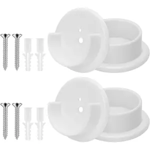 4pcs Plastic Closet Rod Holders,Closet Pole Socket,Shower Rod Holders,Sockets for 1-3/8" Heavy Duty Wardrobe Tube Rail Support Bracket with Screws,Good for Closet Bathroom Shower (White)