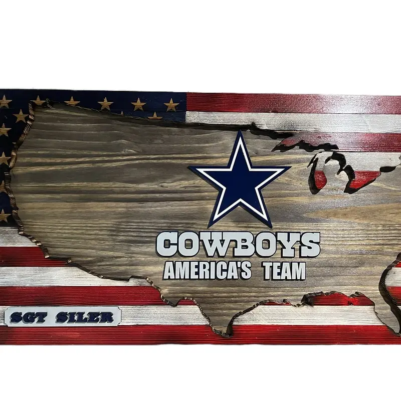 Wooden American flag with logo wall hanging signs decor