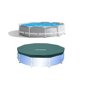 Intex 10'x30" Round Above Ground Swimming Pool & 10' Round  Swimming Pool Cover