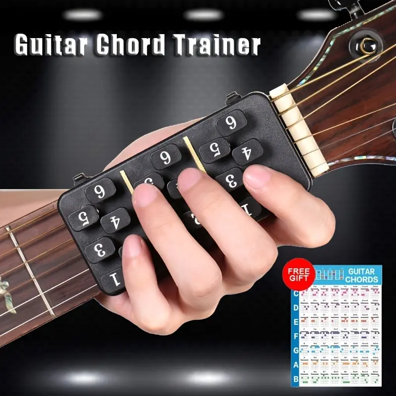 Beginner's Acoustic Guitar Chord Trainer - Portable 38-41 in Learning System with Simple Reference Charts, Chord Diagram, Fingering Guide for Musical Instruments