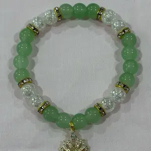 Princess Tiana Bracelet with Green Beads and Gold Accents for Disney Fans
