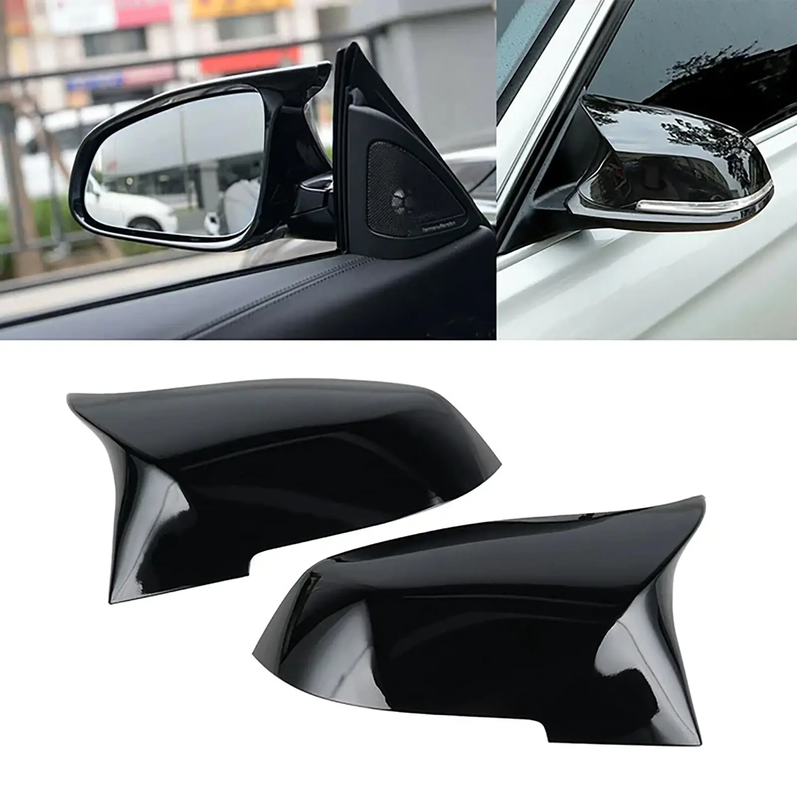 Gloss Black Side Mirror Cover Caps For BMW 1 Series F20 F21 2 Series F22 F23 F87 3 Series F30 F31 F34 4 Series F32 F33 F36 Replacement Pair