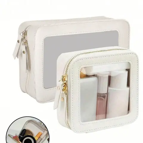 Clear Small Cosmetic Bag For Purse, Mini Makeup Bag For School, Clear Make Up Pouch For Travel, Compact, Make Up Organizer Case For Backpack, Toiletry Bag, Waterproof Square Pouch With Zipper, Pencil Case, Cosmetics Bag, Makeup Bags