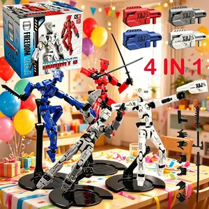 4pcs/box Full Body Multi-Jointed Action Figures, Figures Combo, Articulated Figures, Articulating Figures, DIY Assembly Toy Models, Desk Decorations with Stands & Stickers Included