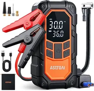 AstroAI S8 Air Nano Jump Starter with Air Compressor, 1500A Peak Car Battery Jump Starter Portable (6.0 Gas/3.0L Diesel) with 150PSI Auto-Shutoff Tire Inflator, 12V Battery Charger Booster(Orange)