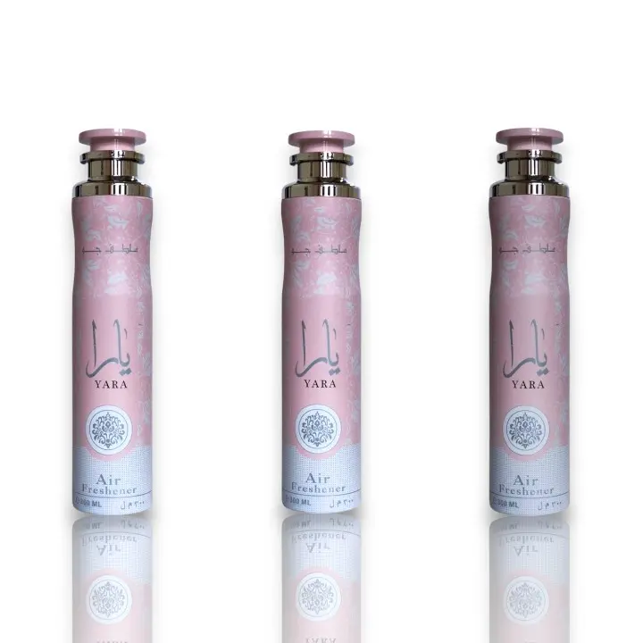 Lattafa Yara Scented Household Aroma Spray Air Freshener - 3-Pack Bundle Set, 300 ML Per Bottle, Floral-Fruity-Woody Fragrance for Rooms