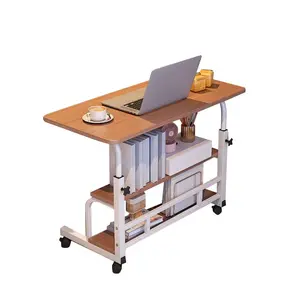 【GARVEE】31.5" Adjustable Height Portable Rolling Desk Mobile Standing Desk, Small Computer Table, Mobile Stand Up Table With Wheels & Storage Shelves for Home Office School