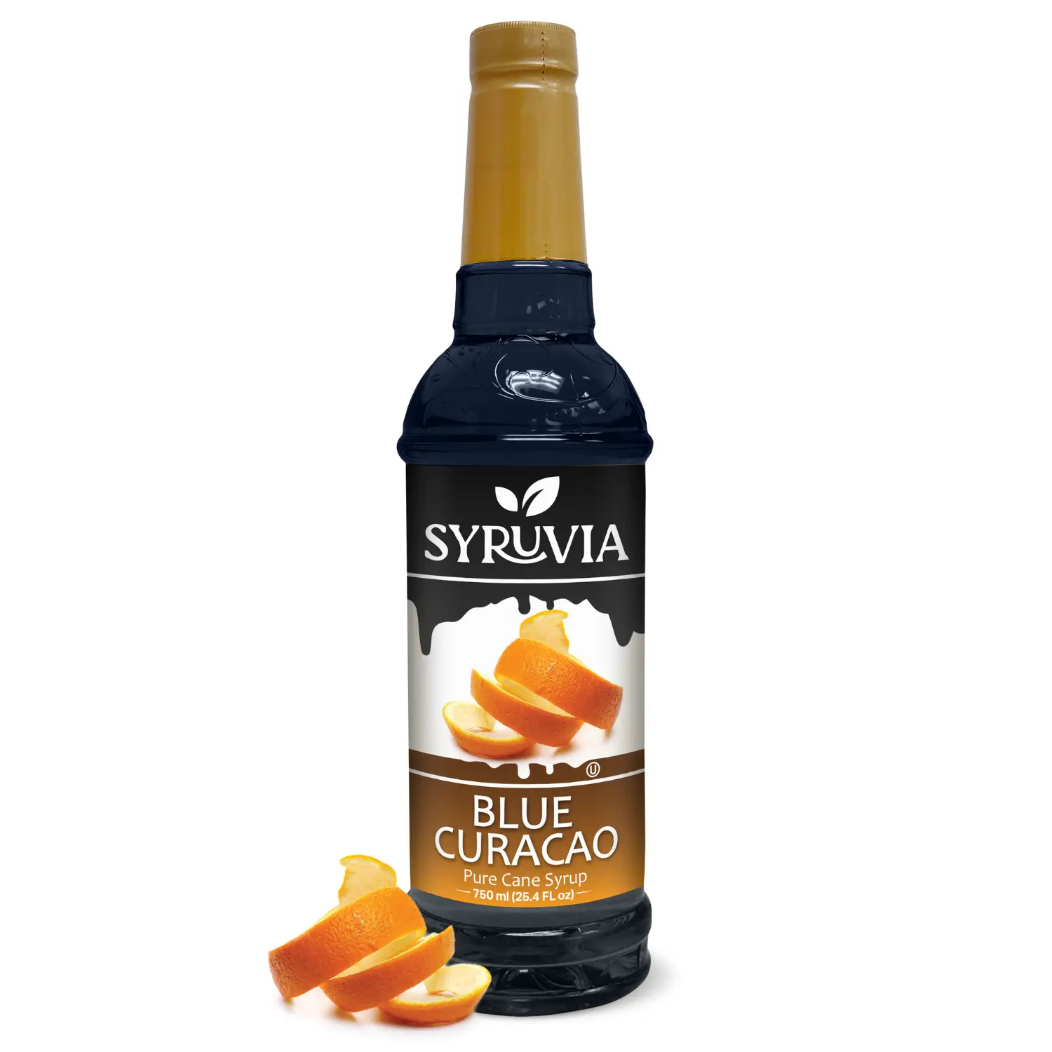 Syruvia Blue Curacao Beverage Syrup - 25.4 fl oz Bold Citrus Flavor, Exotic Citrus Infusion, Kosher Safe, Gluten-Free, Ambient Storage Compatible, Room Temp