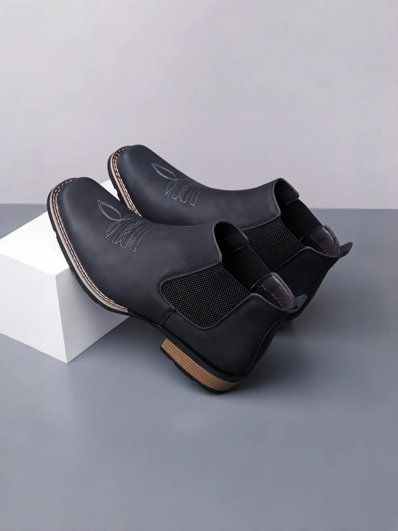 Versatile Sandal Chelsea Boots, Trendy Boots, Modern Boot, Casual and Light Business Style, Above Ankle but Below Knee, PU Upper, Rubber Sole, Fall & Winter
